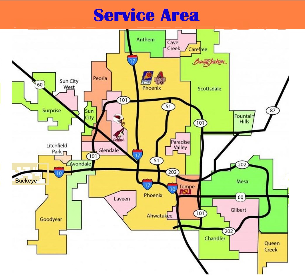 Southwest Sun Screens Service Area Map